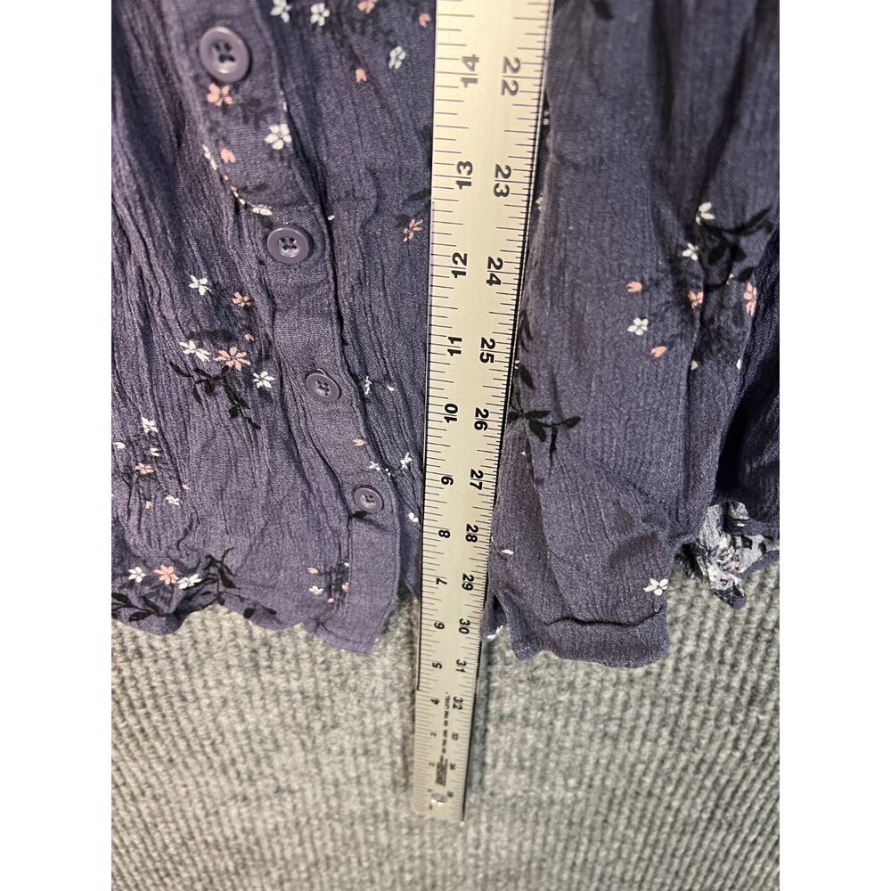 Torrid Blouse Womens Plus 3X Purple Floral Crinkle Smocked Bohemian Short Sleeve - Picture 8 of 11